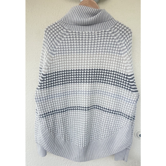 Krimson Klover Merino Wool Silk Blend Gray Stripe Turtleneck Sweater L/XL Thick - Picture 3 of 6